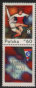 znaczek pocztowy 1861 przywieszka pod znaczkiem czyste** Finał rozgrywek o Puchar Zdobywców Pucharu w piłce nożnej