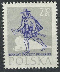 921 b papier biały średni gładki guma żółtawa czysty** 400-lecie Poczty Polskiej