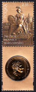 4667 przywieszka pod znaczkiem czysta** 250-lecie Mennicy Warszawskiej