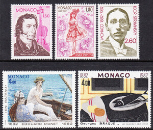 Monaco Mi.1553-1557 Czesław Słania czyste**