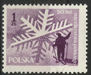 853 a papier średni guma biała czysty** 50-lecie narciarstwa polskiego