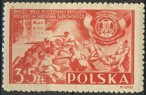 0401 b pomarańczowoczerwony papier gruby szarożółty guma żółta czysty** Udział Polaków w wojnie domowej w Hiszpanii
